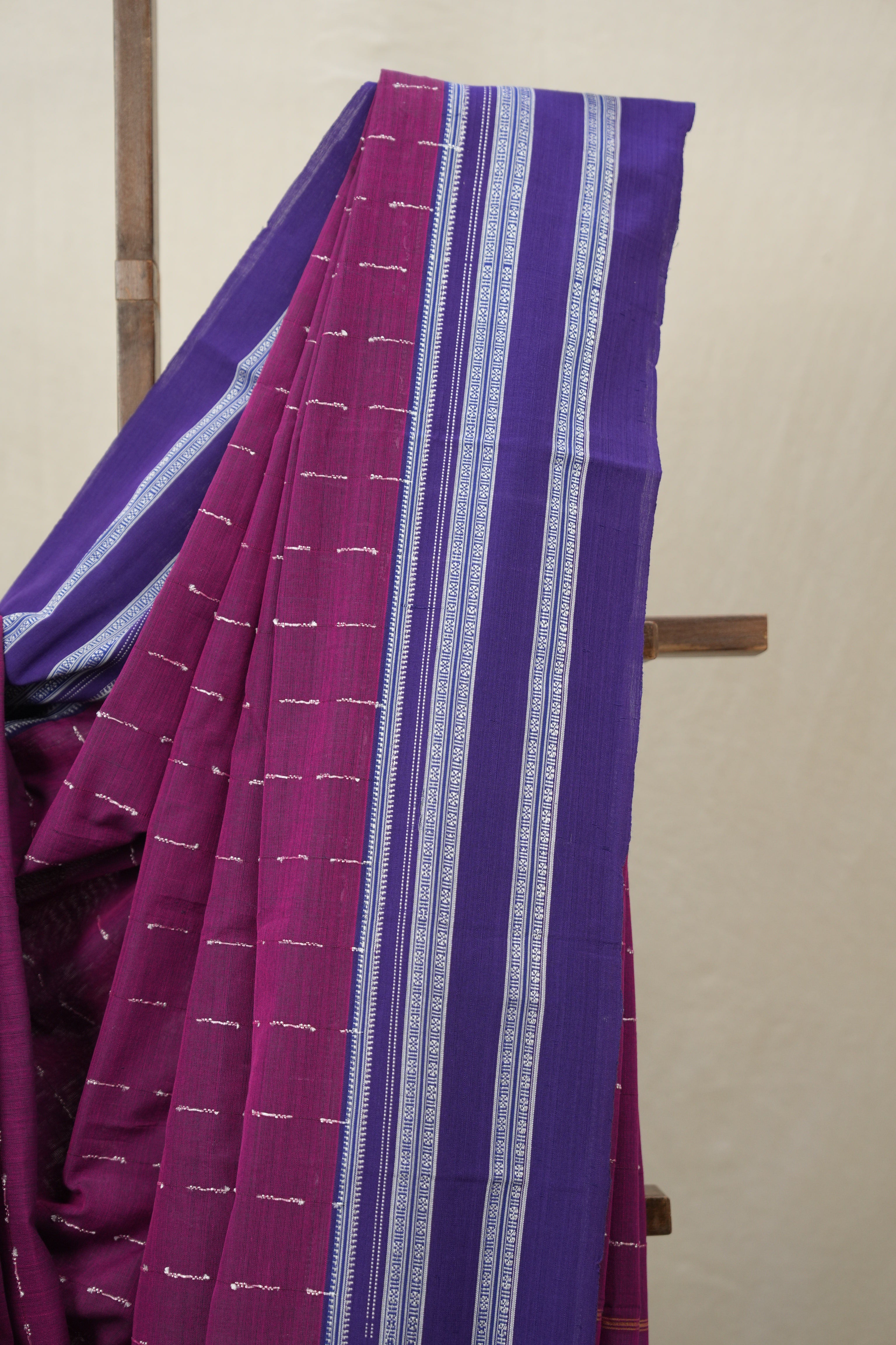 Magenta Purple Cotton Ilkal Saree With Gayatri Border - SRMPCIS815