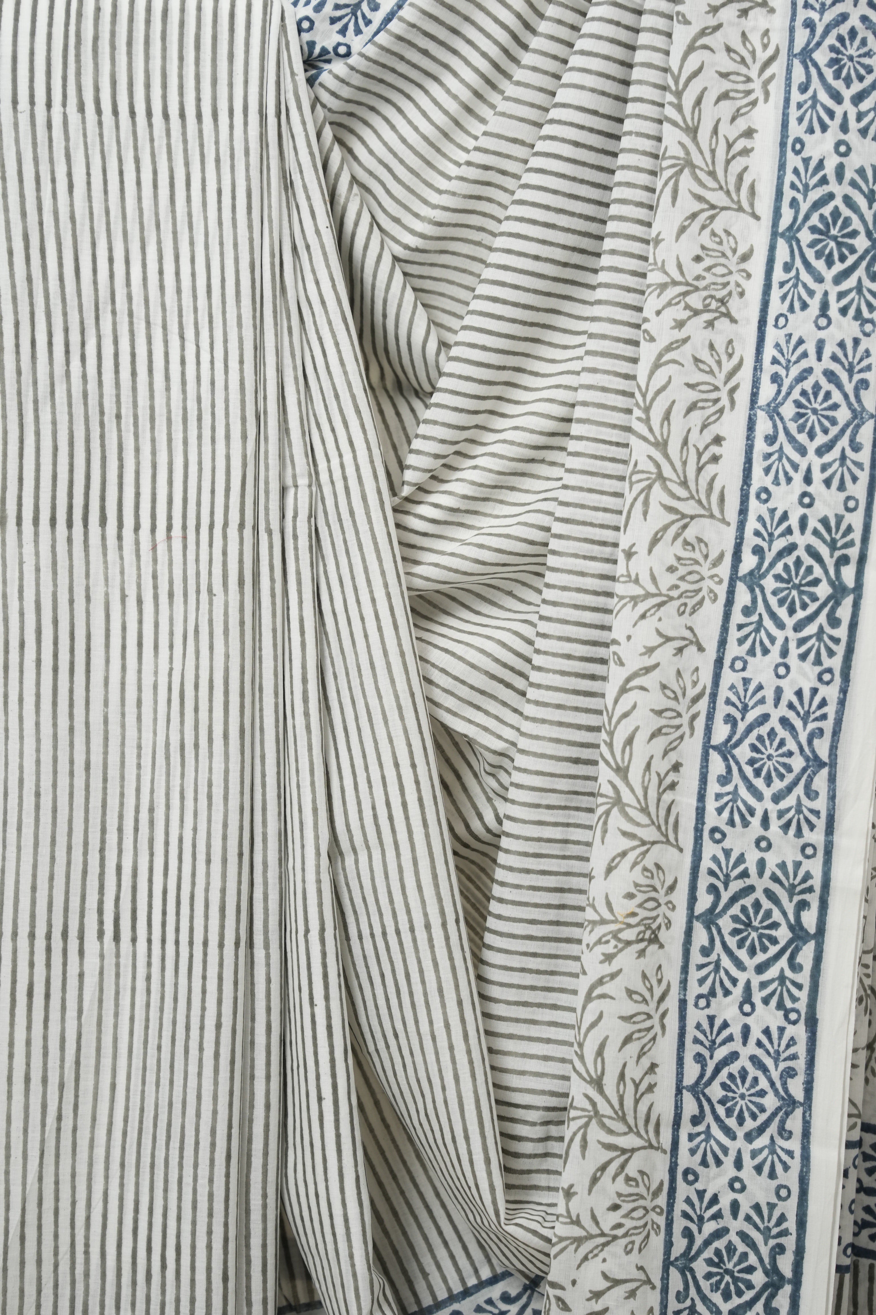 White-Grey HBP Cotton Saree - SRWGCS3264