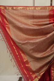 Red Maheshwari Saree - SRRMS1093