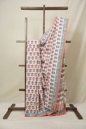 White HBP Cotton Saree - SRNBCS3263