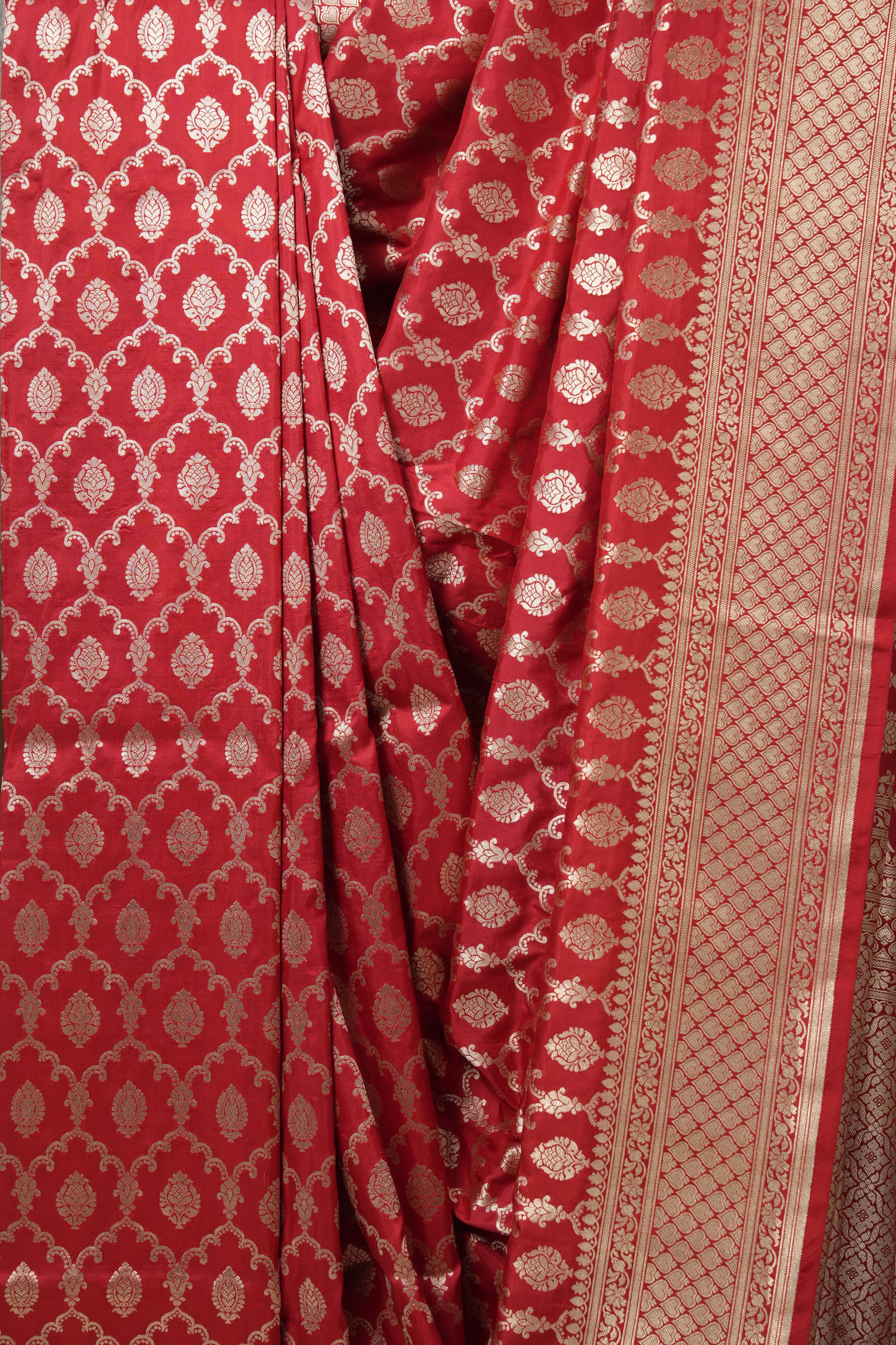 Red Banarasi Silk Saree - SRRBSS42
