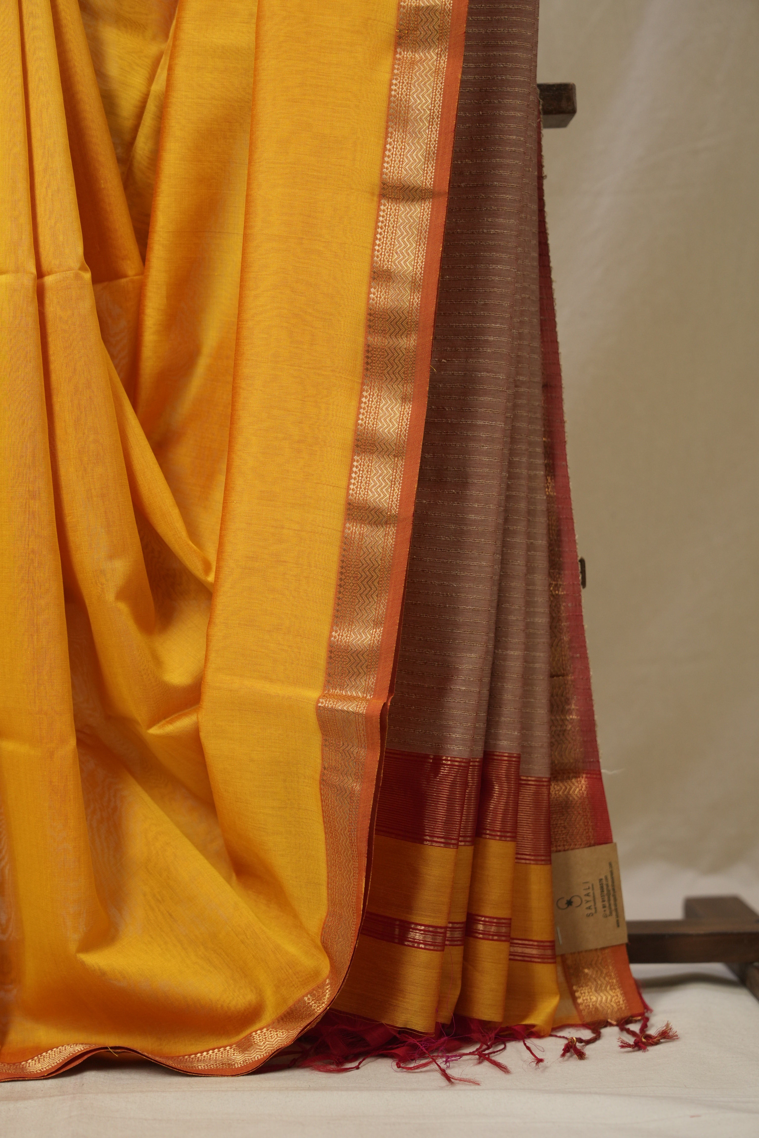 Yellow Maheshwari Saree - SRYMS1094