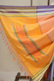 Peach Plain Cotton Ilkal Saree With Gayatri Border - SRPPCIS807