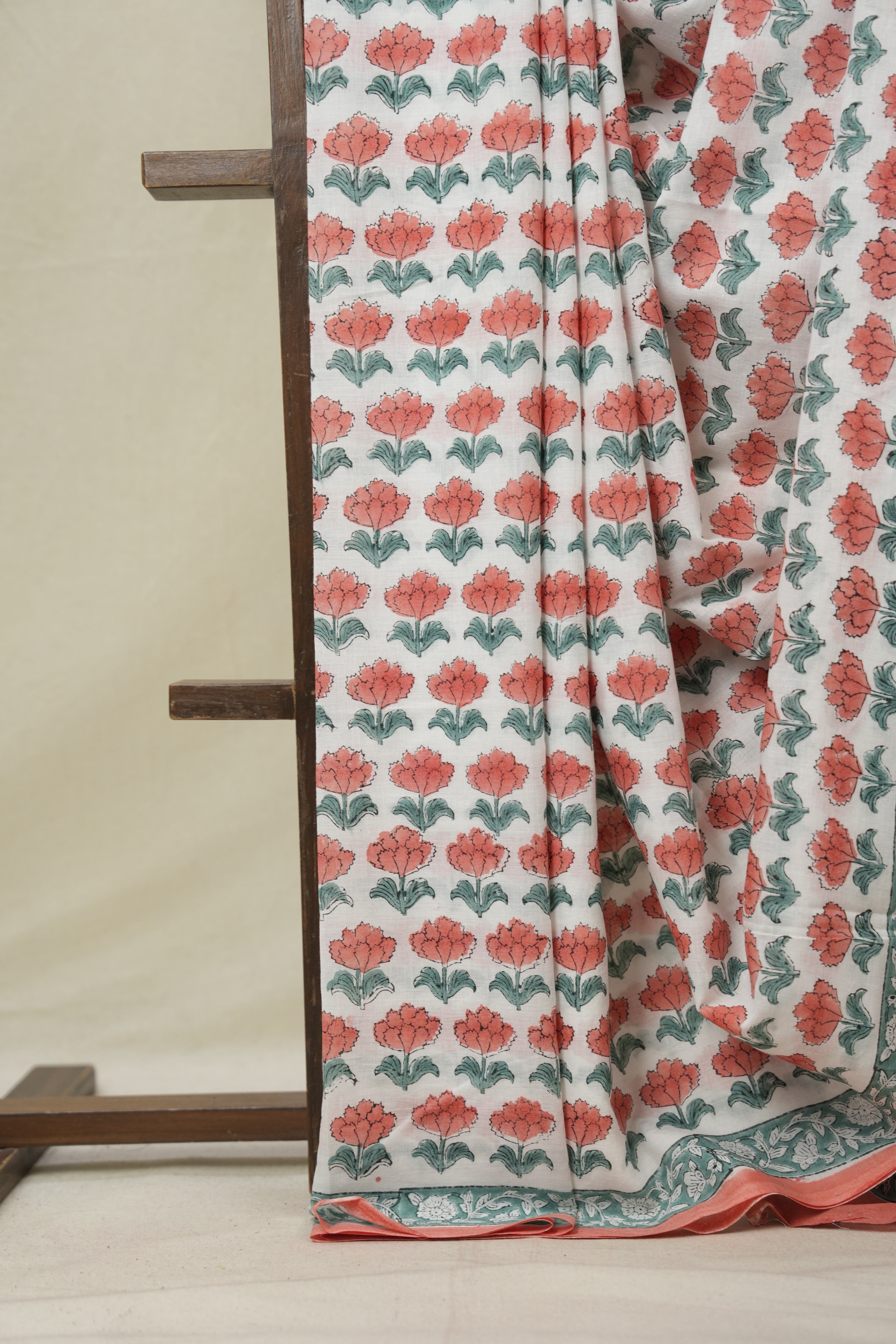 White HBP Cotton Saree - SRNBCS3263