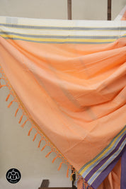 Peach Plain Cotton Ilkal Saree With Gayatri Border - SRPPCIS807