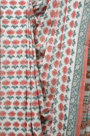 White HBP Cotton Saree - SRNBCS3263