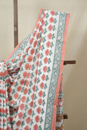 White HBP Cotton Saree - SRNBCS3263