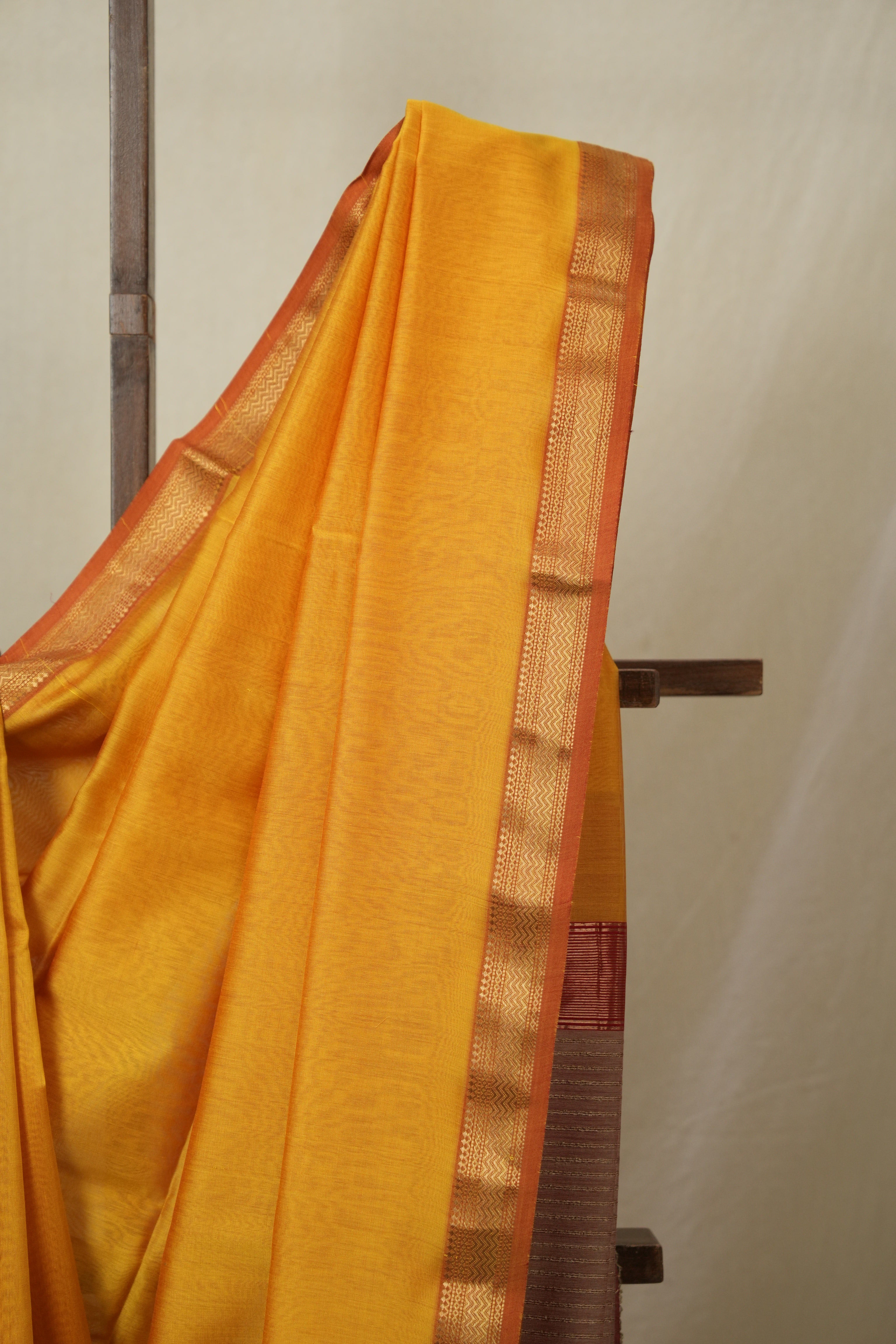 Yellow Maheshwari Saree - SRYMS1094