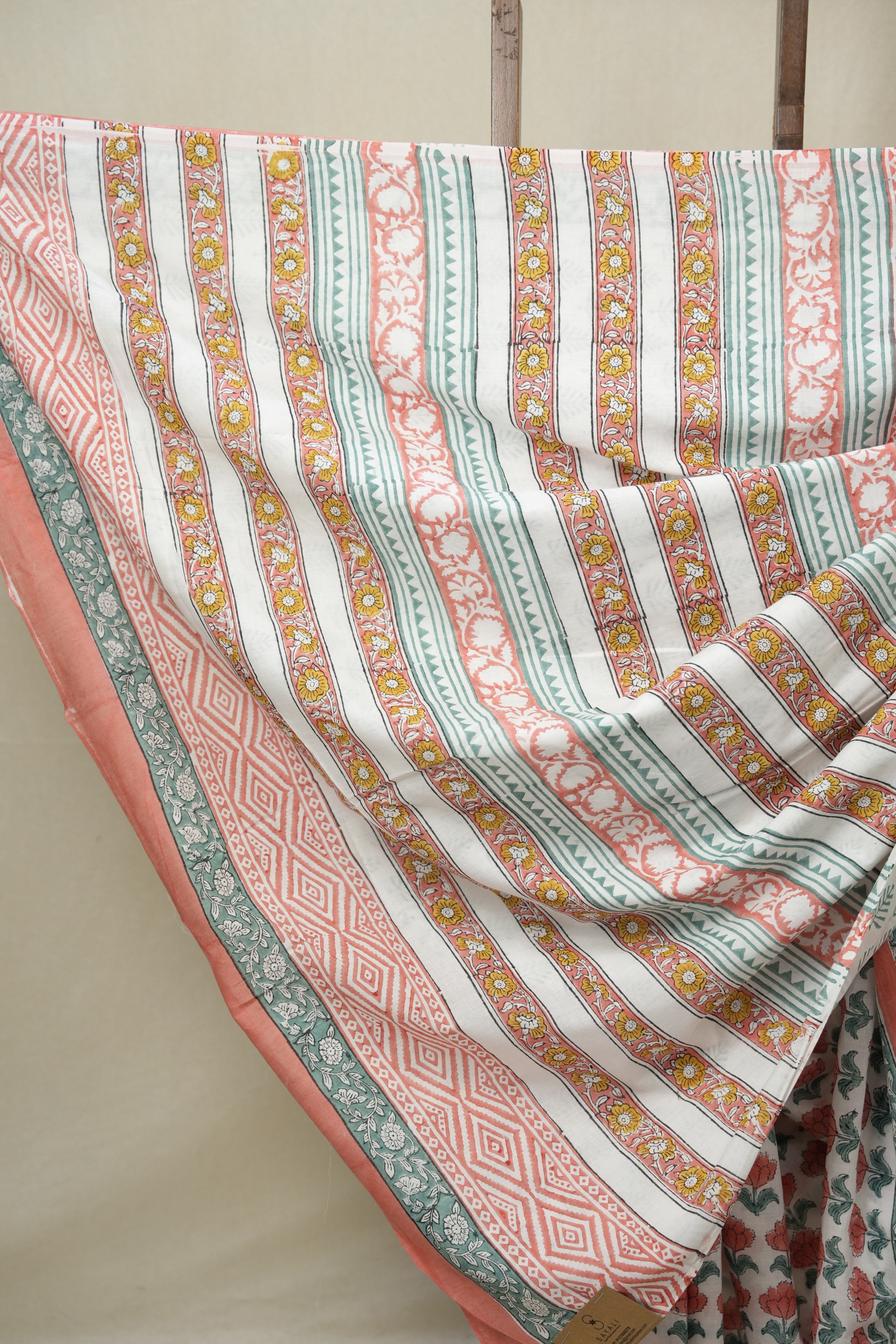 White HBP Cotton Saree - SRNBCS3263