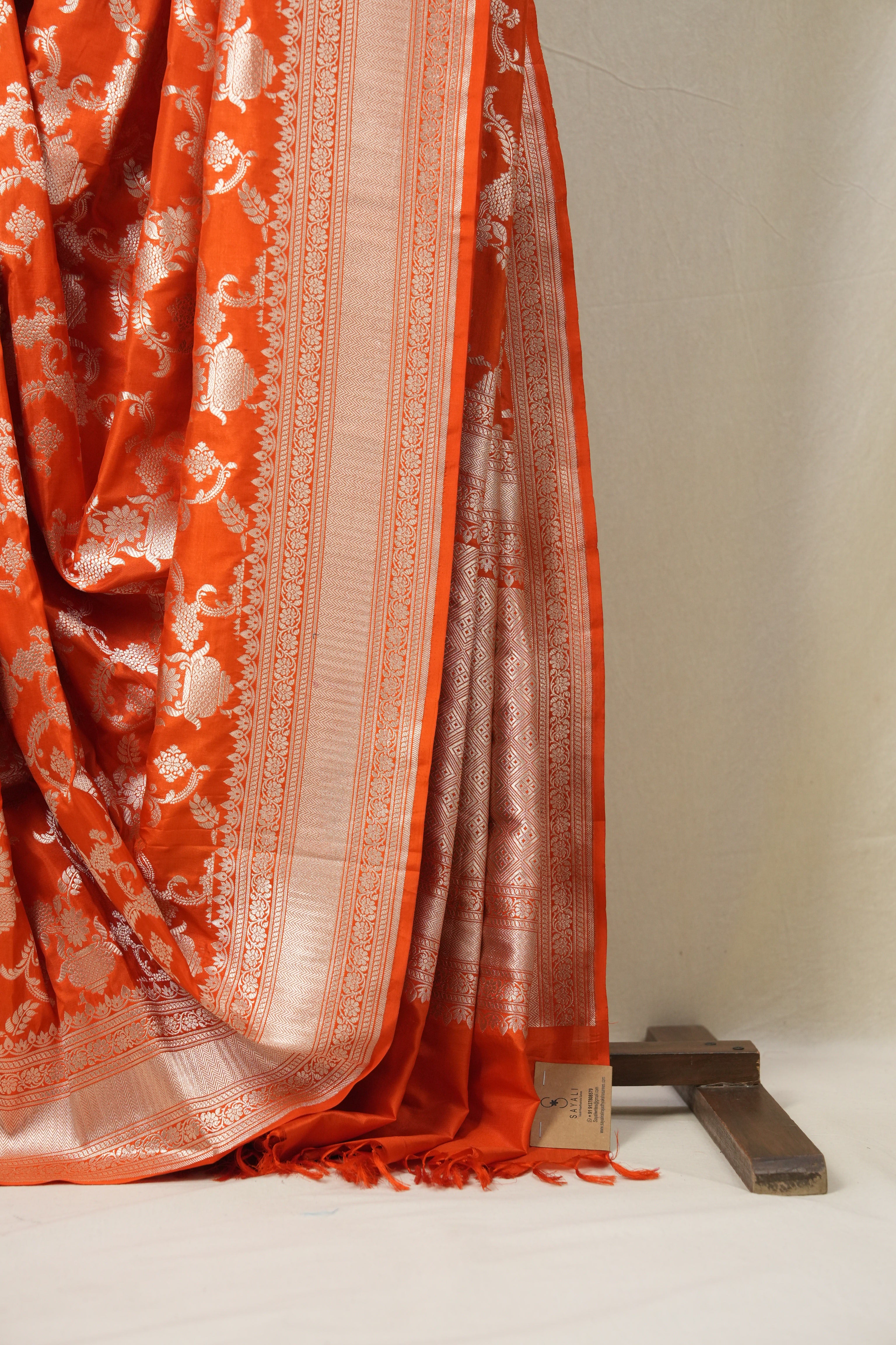 Dark Orange Banarasi Silk Saree-SRDOBSS603