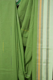 Green Plain Cotton Ilkal Saree With Gayatri Border - SRGCIS806