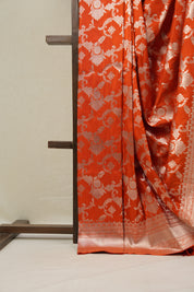 Dark Orange Banarasi Silk Saree-SRDOBSS603