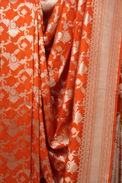 Dark Orange Banarasi Silk Saree-SRDOBSS603