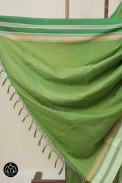 Green Plain Cotton Ilkal Saree With Gayatri Border - SRGCIS806