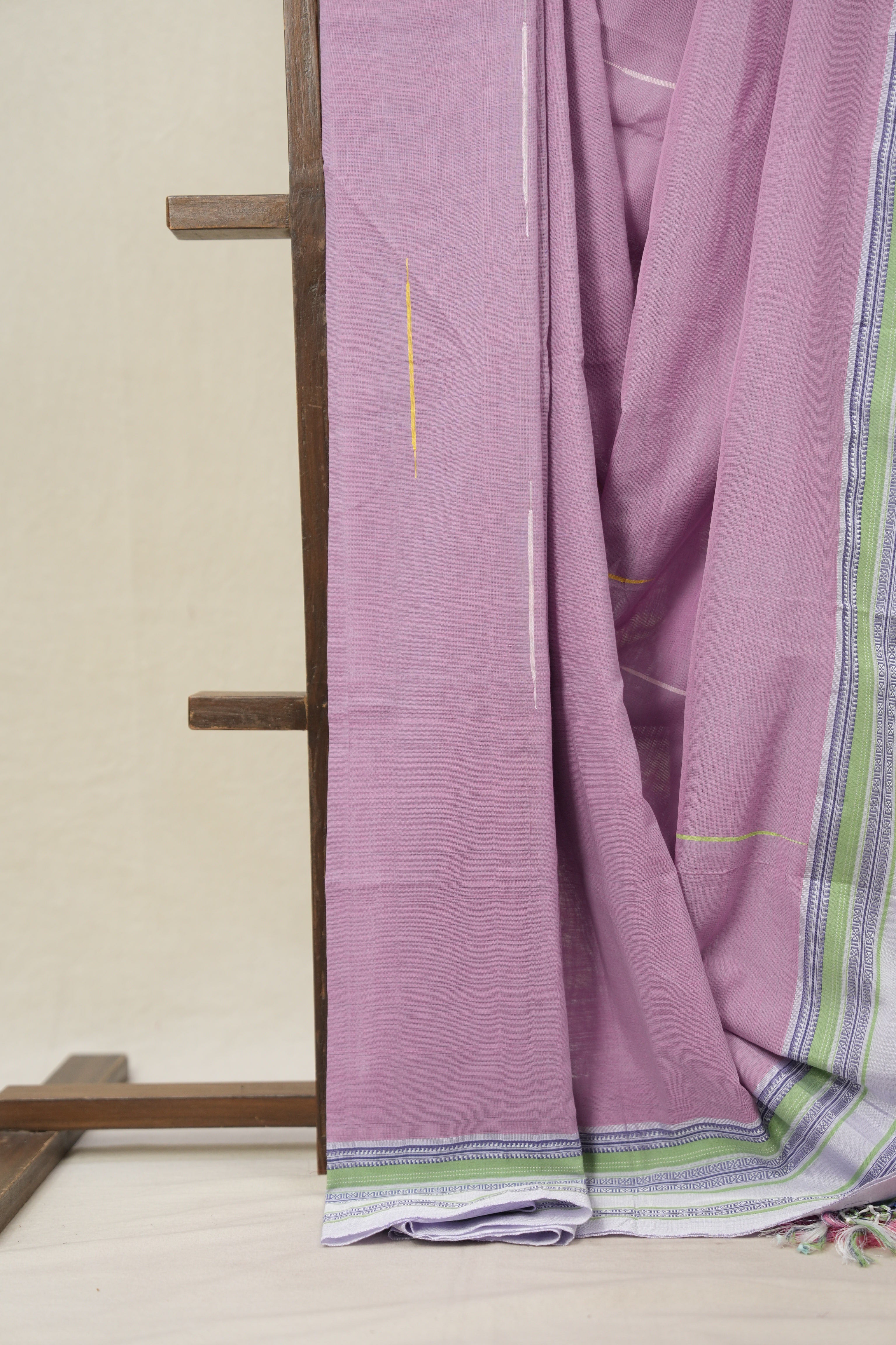 Mauve Plain Cotton Ilkal Saree With Gayatri Border - SRMCIS805