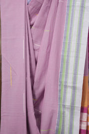 Mauve Plain Cotton Ilkal Saree With Gayatri Border - SRMCIS805