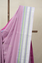 Mauve Plain Cotton Ilkal Saree With Gayatri Border - SRMCIS805