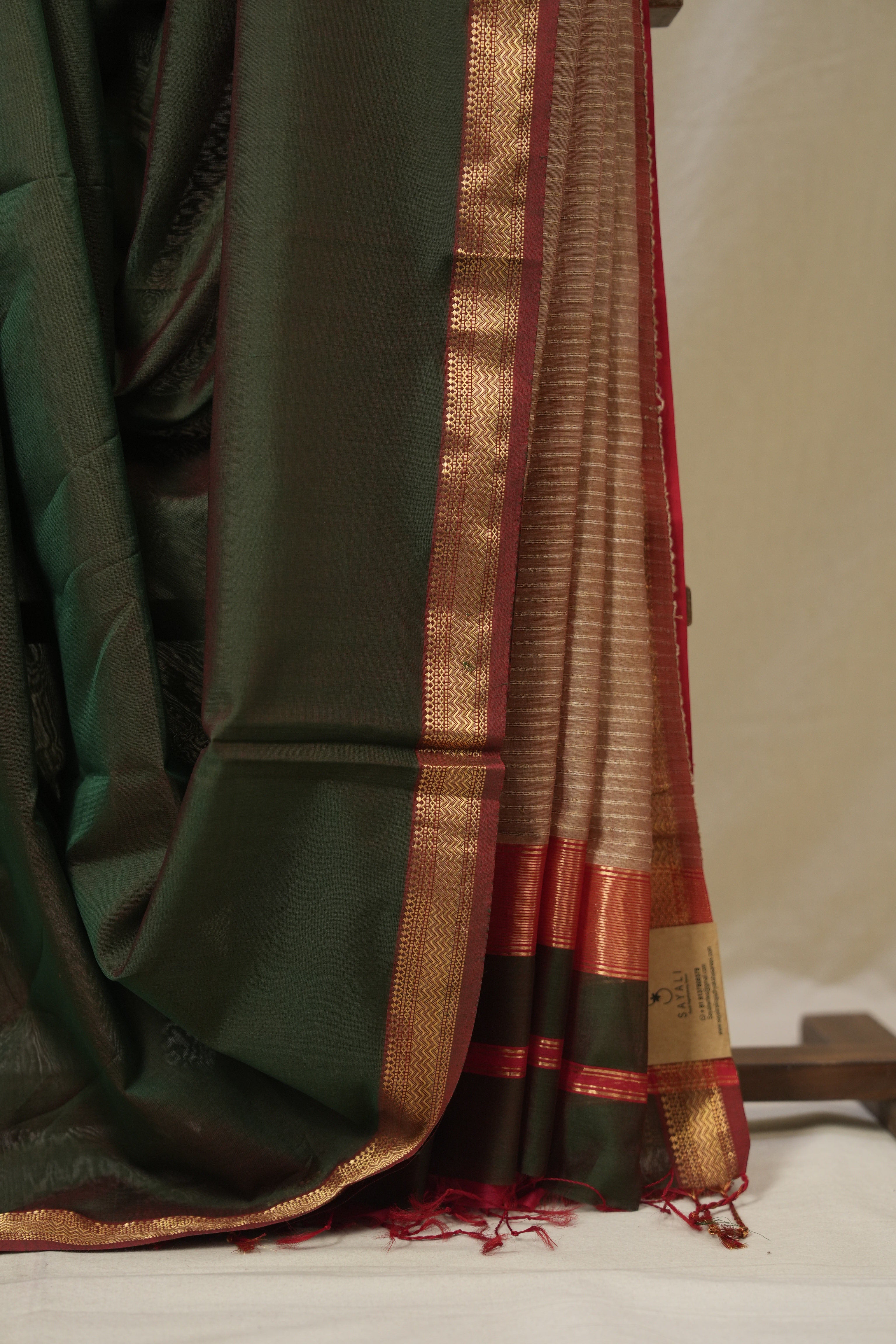 Green Maheshwari Saree - SRGMS1090