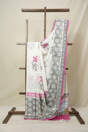 White HBP Cotton Saree - SRWCS3260