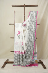 White HBP Cotton Saree - SRWCS3260
