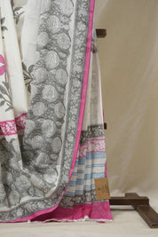 White HBP Cotton Saree - SRWCS3260