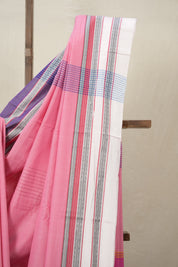 Pink Plain Cotton Ilkal Saree With Gayatri Border - SRPCIS804
