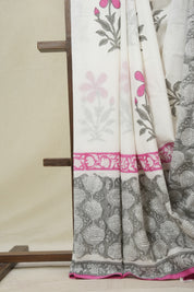 White HBP Cotton Saree - SRWCS3260