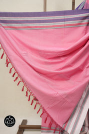 Pink Plain Cotton Ilkal Saree With Gayatri Border - SRPCIS804