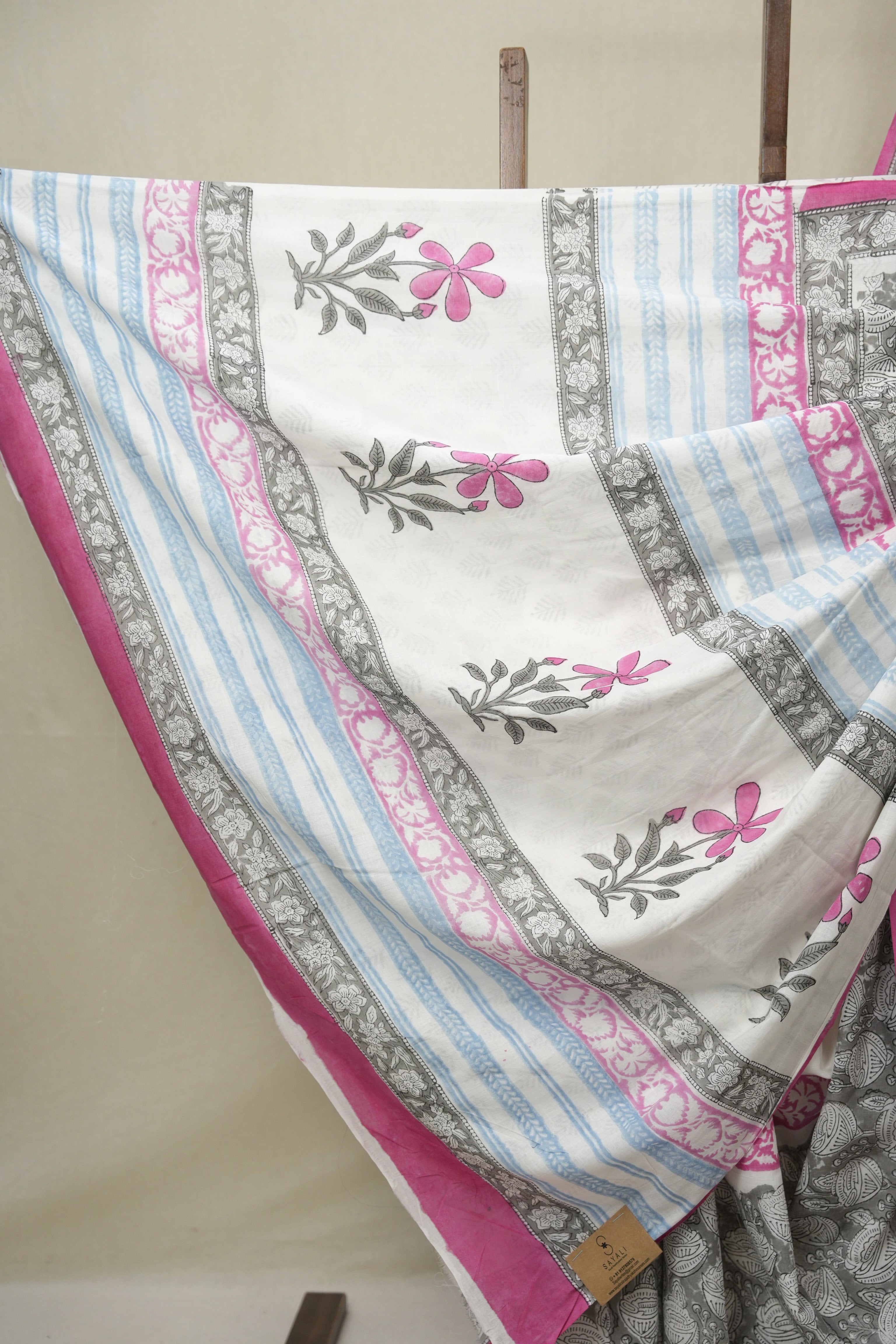 White HBP Cotton Saree - SRWCS3260