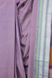 Pink Purple Plain Cotton Ilkal Saree With Gayatri Border - SRPPCIS803