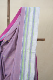 Pink Purple Plain Cotton Ilkal Saree With Gayatri Border - SRPPCIS803