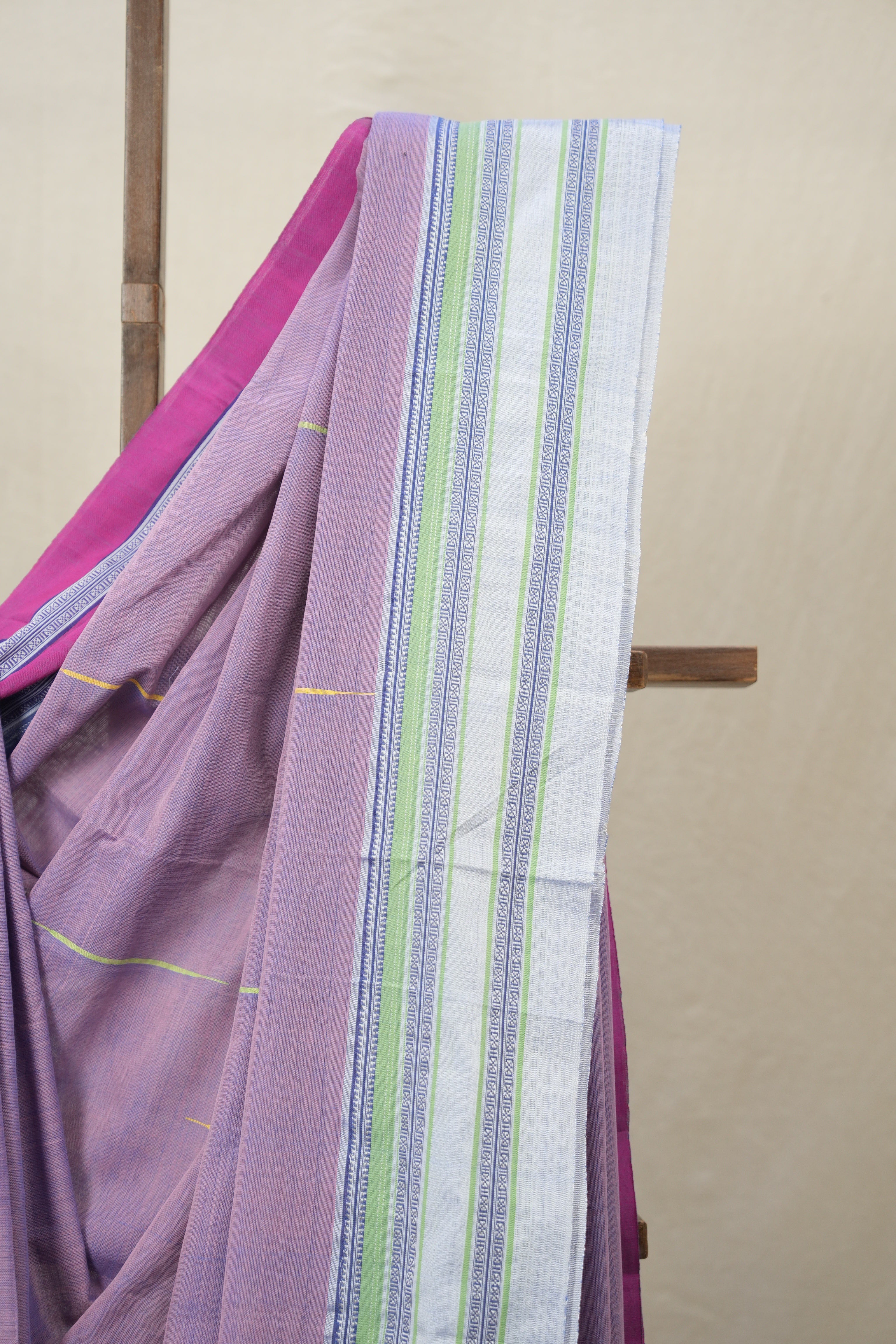 Pink Purple Plain Cotton Ilkal Saree With Gayatri Border - SRPPCIS803