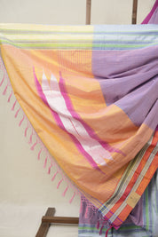 Pink Purple Plain Cotton Ilkal Saree With Gayatri Border - SRPPCIS803