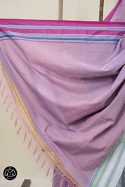 Pink Purple Plain Cotton Ilkal Saree With Gayatri Border - SRPPCIS803