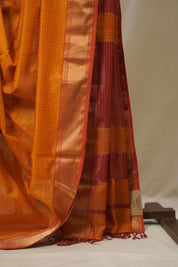 Orange Maheshwari Saree - SROMS1099