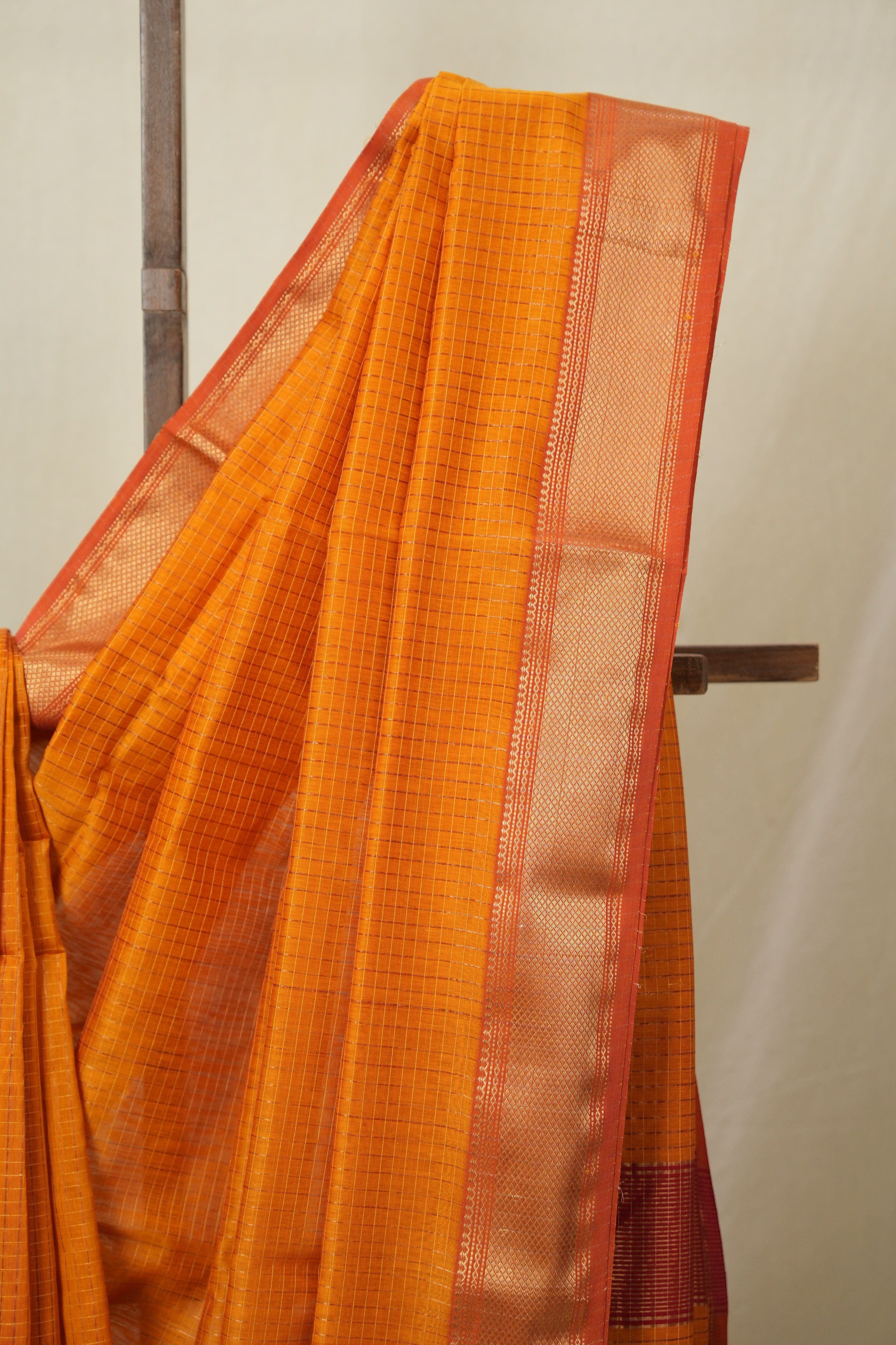 Orange Maheshwari Saree - SROMS1099