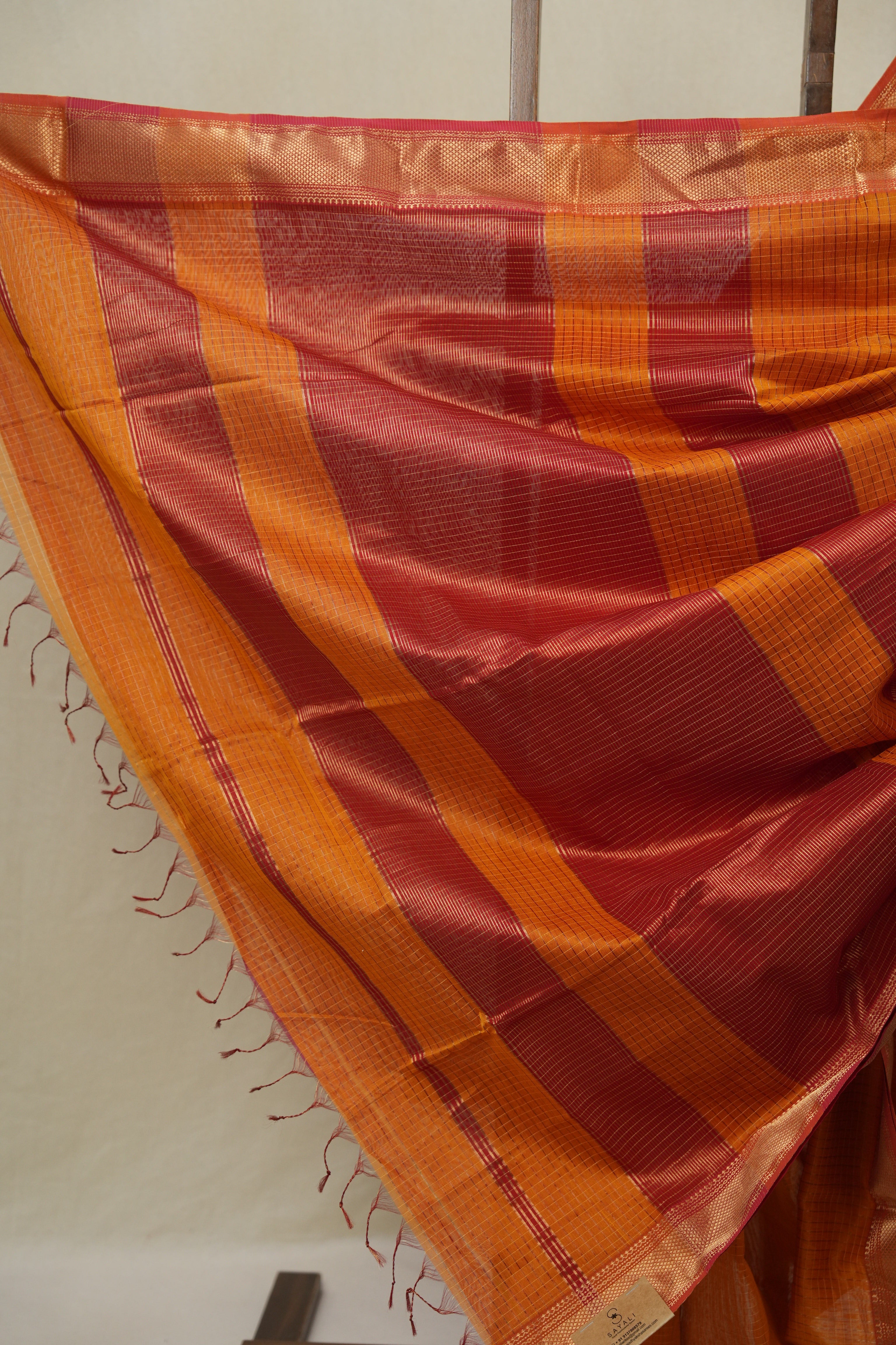 Orange Maheshwari Saree - SROMS1099