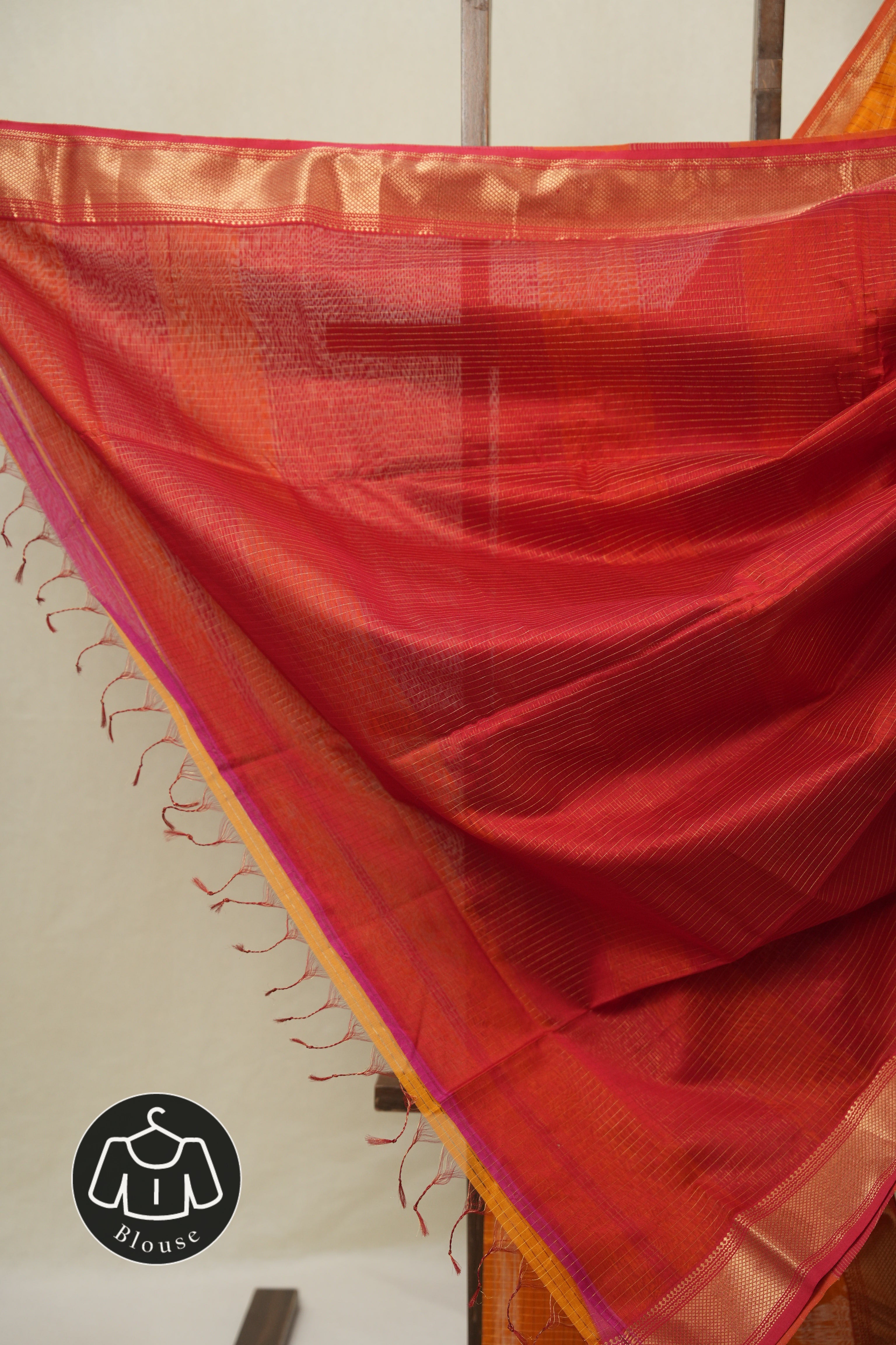 Orange Maheshwari Saree - SROMS1099