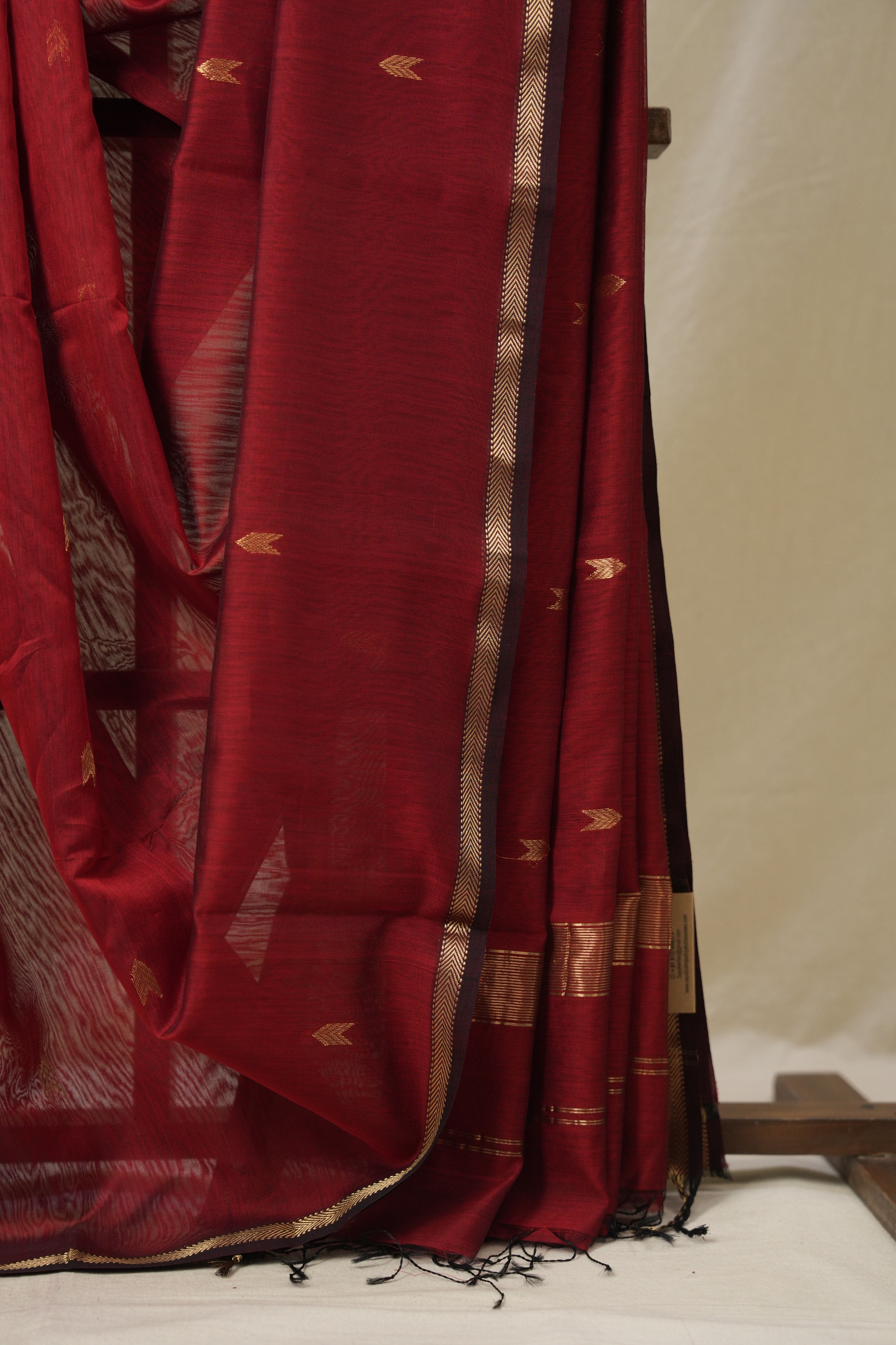 Maroon Maheshwari Saree - SRMMS1095