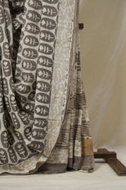 Grey HBP Cotton Saree - SRGCS3257