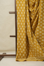 Mustard Yellow HBP Cotton Saree - SRMYCS3055