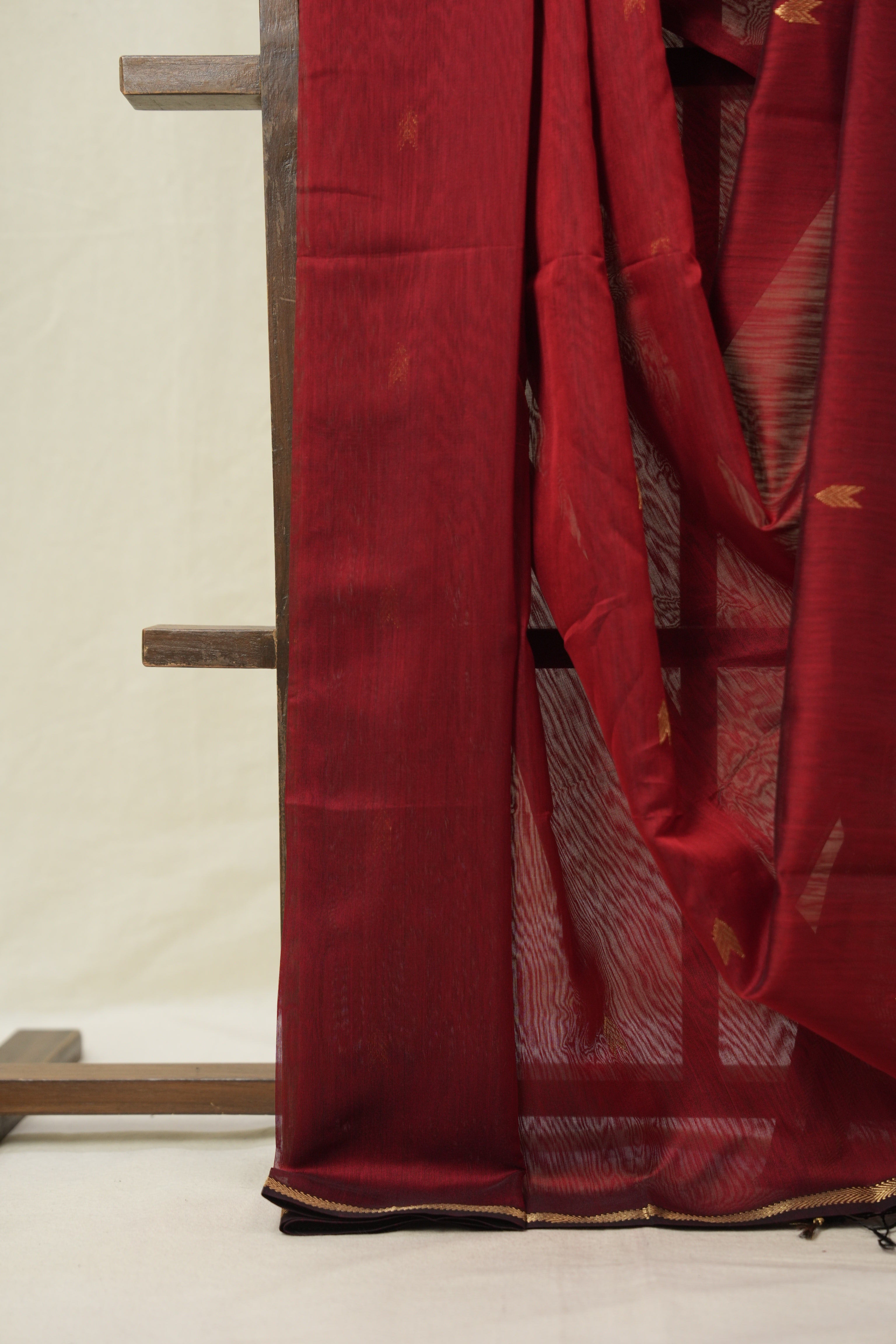 Maroon Maheshwari Saree - SRMMS1095