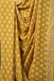 Mustard Yellow HBP Cotton Saree - SRMYCS3055