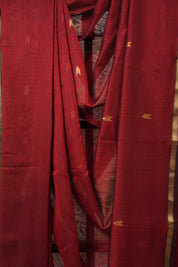 Maroon Maheshwari Saree - SRMMS1095