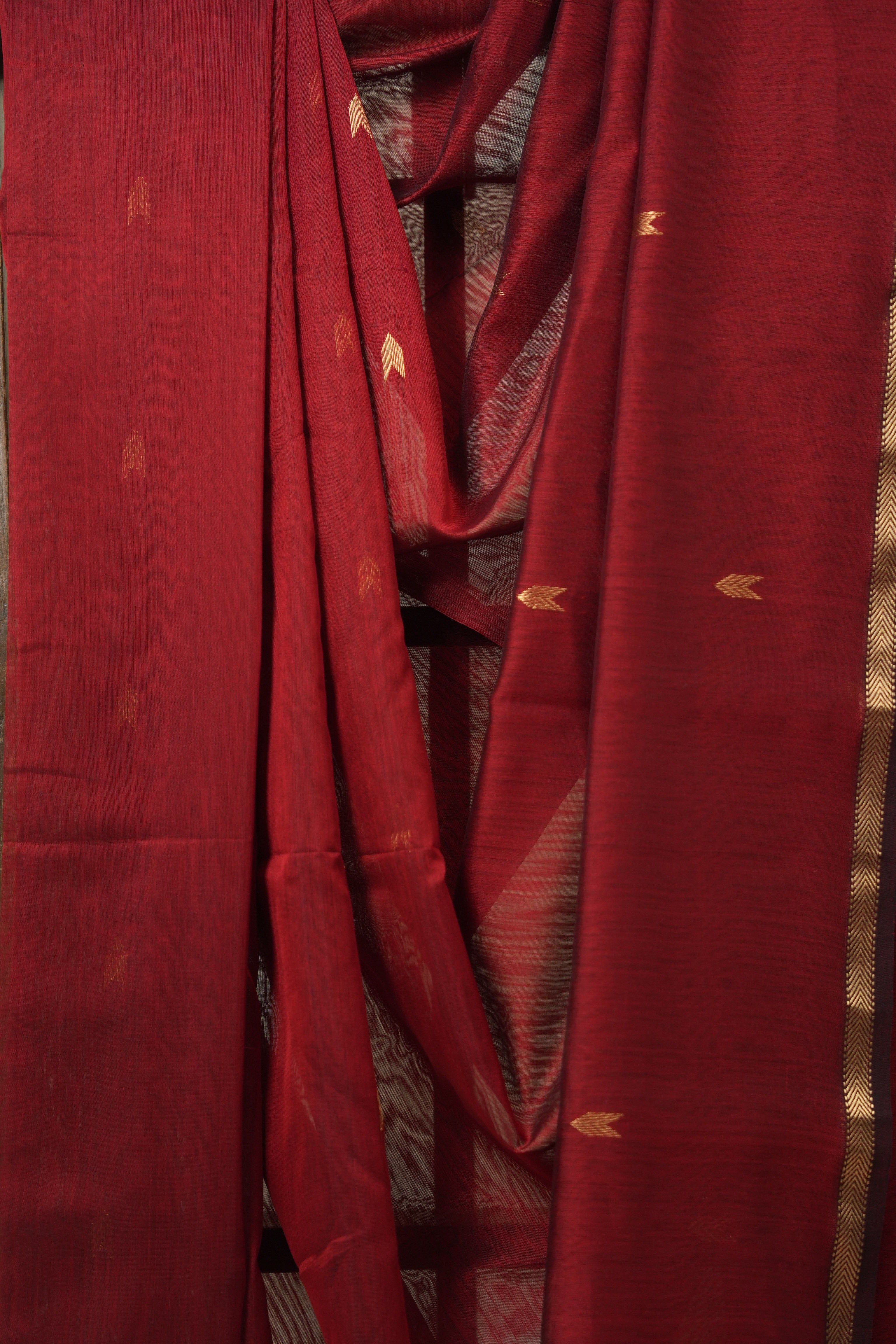 Maroon Maheshwari Saree - SRMMS1095