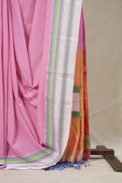 Pink Plain Cotton Ilkal Saree With Gayatri Border - SRPPCIS814