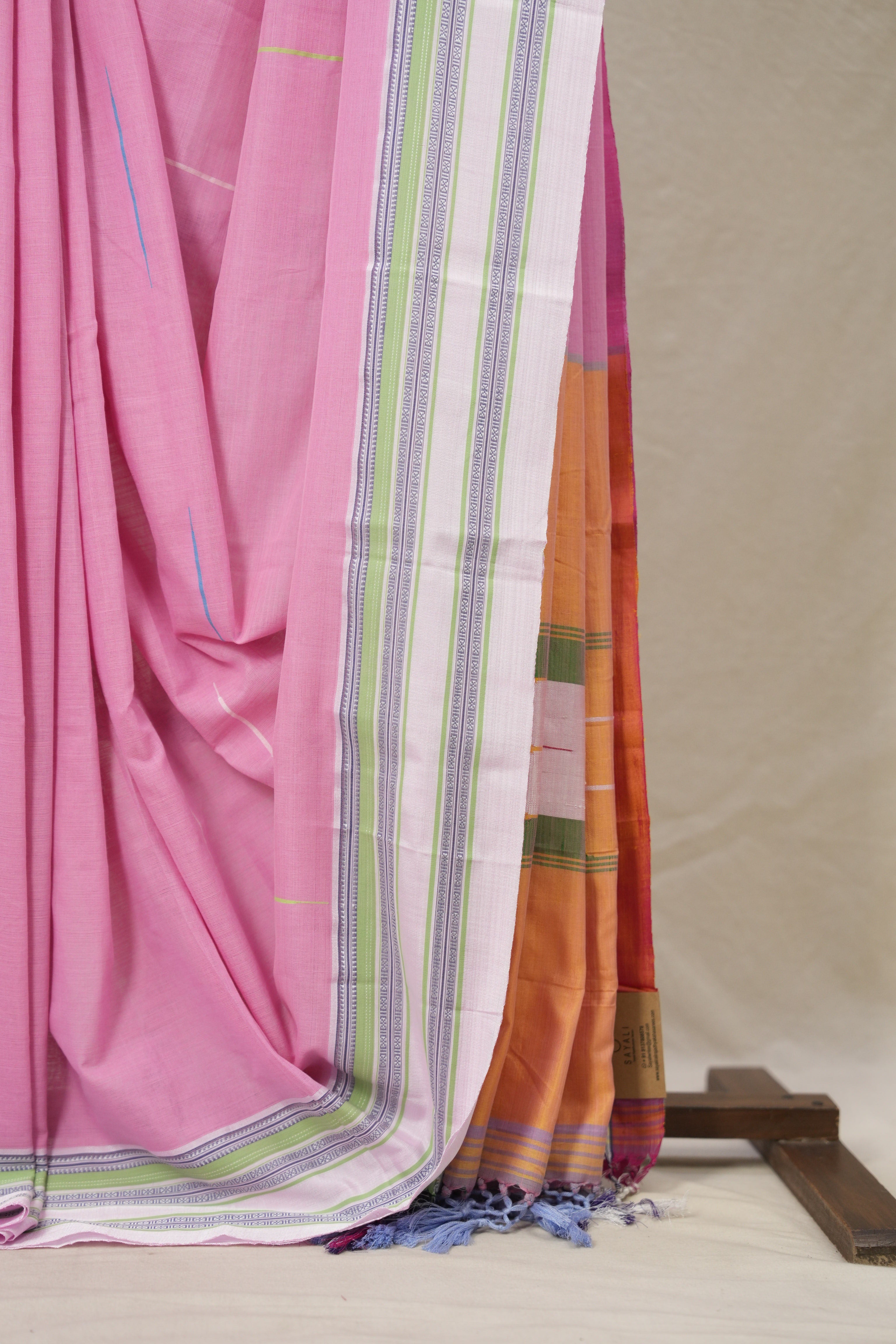 Pink Plain Cotton Ilkal Saree With Gayatri Border - SRPPCIS814