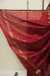 Maroon Maheshwari Saree - SRMMS1095