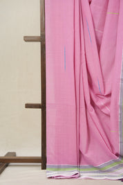 Pink Plain Cotton Ilkal Saree With Gayatri Border - SRPPCIS814