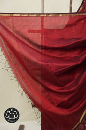 Maroon Maheshwari Saree - SRMMS1095